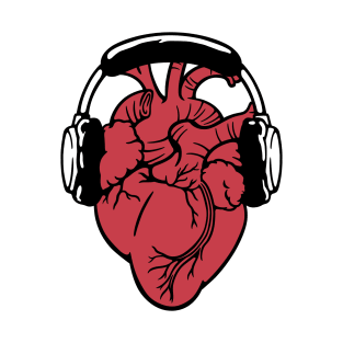 I Love Music Headset Anatomic Heart by Tobe Fonseca T-Shirt