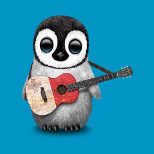 Baby Penguin Playing Maltese Flag Guitar T-Shirt