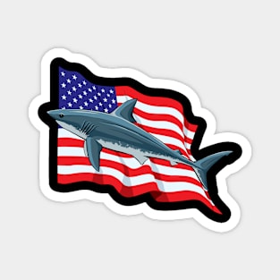 Shark American Flag 4th Of July USA America Patriotic Magnet