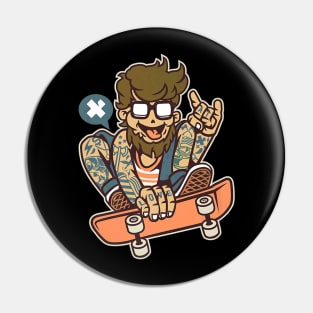 Skateboarding Tattoo Hipster Street Skater Pin