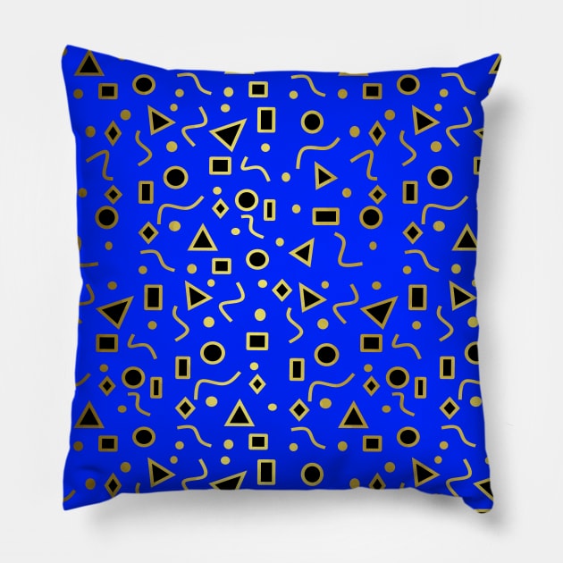 BLUE And Black Geometric Shapes Pillow by SartorisArt1