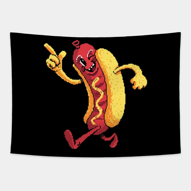 Pixelated Hot Dog! Tapestry by washburnillustration