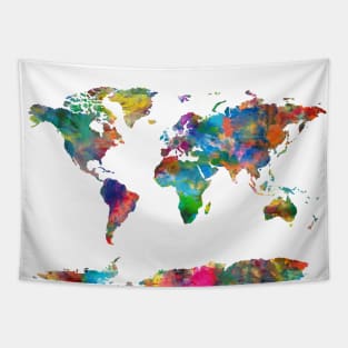 world map watercolor Tapestry