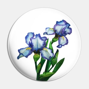 'Next to me' Iris watercolour painting Pin