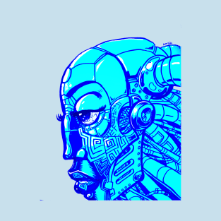 Robot Lady- Electric Blue T-Shirt