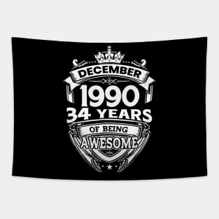 December 1990 34 Years Of Being Awesome Limited Edition Birthday Tapestry