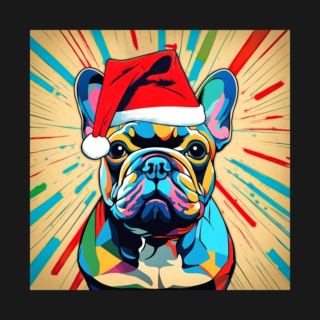 Frenchie Wearing A Santa Hat Funny Puppy by LittleBean