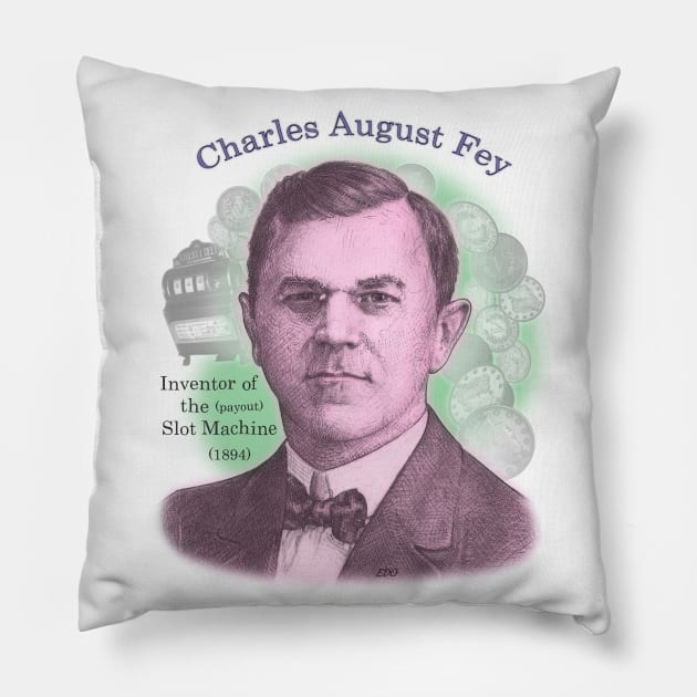 Charles Fey, Inventor of the Slot Machine Pillow by eedeeo