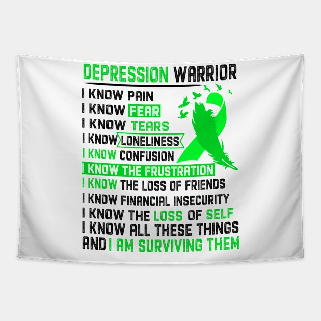 I Am Depression Warrior I Know All These Things and I Am Surviving Them Support Depression Warrior Gifts Tapestry by ThePassion99