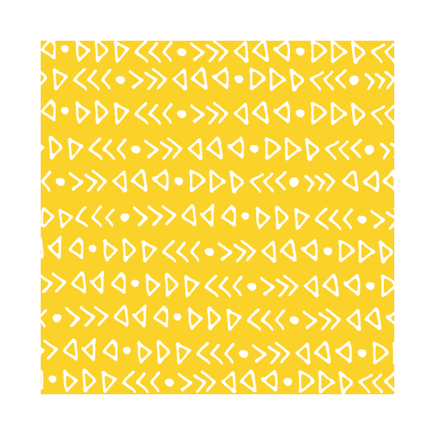 Mustard Yellow White Triangles and Arrows Pattern by dreamingmind