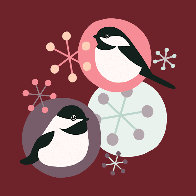 Christmas Chickadees by divafern