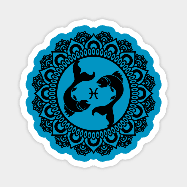 Pisces Zodiac Mandala Magnet by LaurenElin