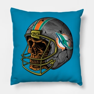 Miami dolphins skull Pillow