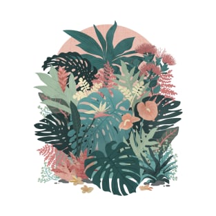 Tropical Tendencies on Peach and Green T-Shirt