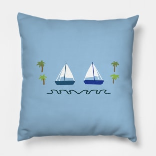 Summer yacht doodle Pillow