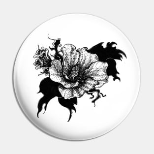 Blackout, ink marker black and white flower illustration Pin