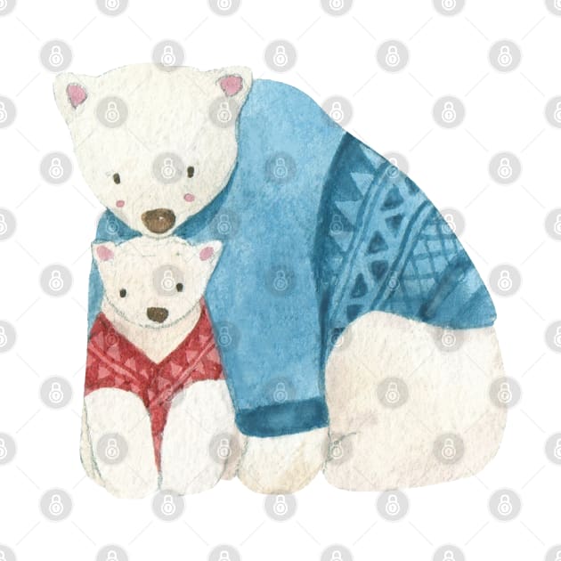 Papa Bear and Baby Bear Winter Holiday by ArTeaCupcake