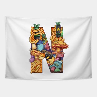 Initial Letter N doodle art Tapestry