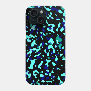 Blue Seagreen and Black Camouflage Camo Abstract pattern Phone Case