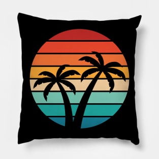 retro sunset palm trees Pillow