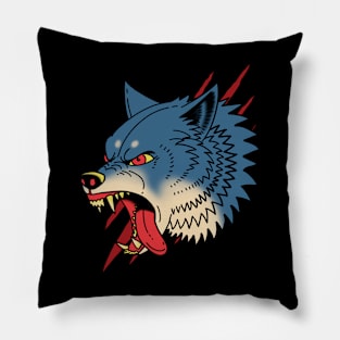 Wolf Head Vintage Tattoo Pillow