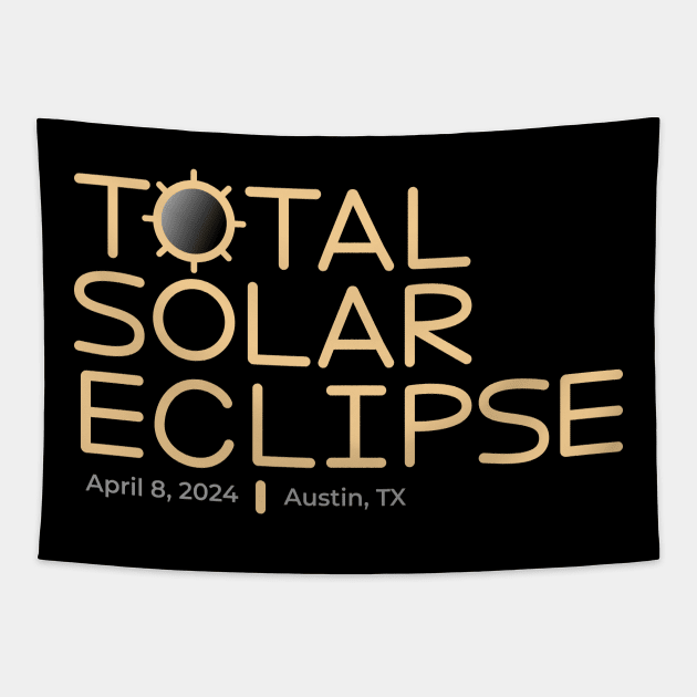 2024 Total Solar Eclipse, Austin, Texas Tapestry by KatelynDavisArt