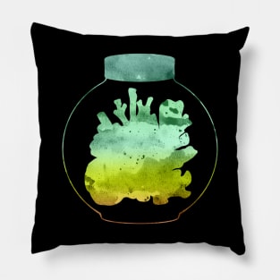 Corals in Mason Jar | Ocean | Green Gradient Pillow