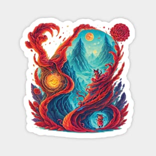 Two Orange Cats Playing On Red Mountains Magnet