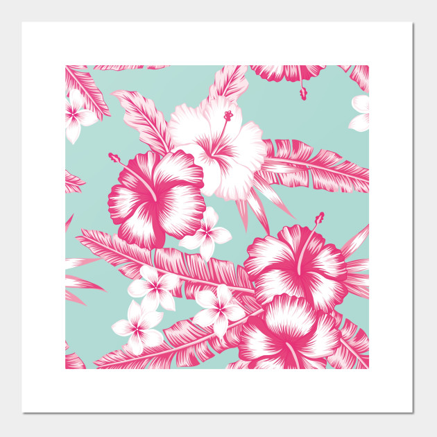 Tropical Pink Hawaiian Flowers Pattern Tropical Flowers Posters And Art Prints Teepublic