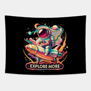 Explore More Space Astronaut And Rocket Ship Design Tapestry