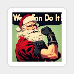 We Can Do It! Buff Leather Santa Magnet