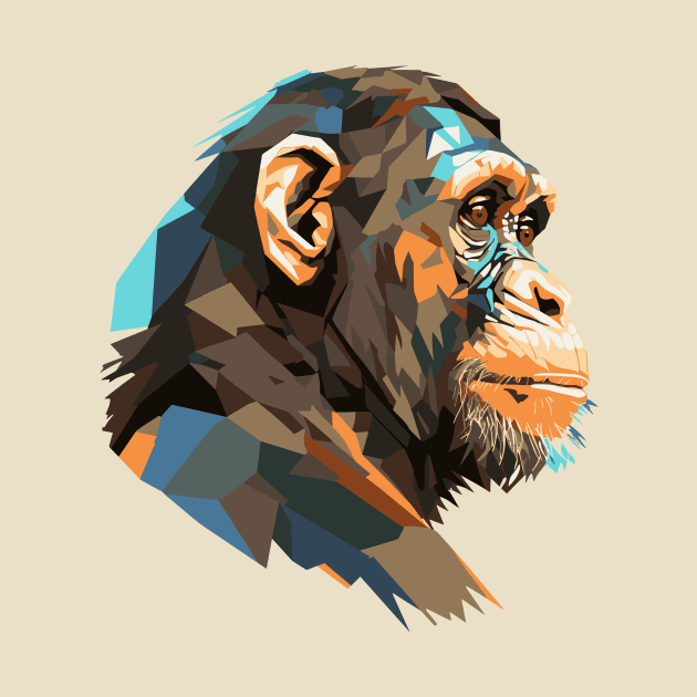 Cubist Style Chimpanzee by Cascade Merch