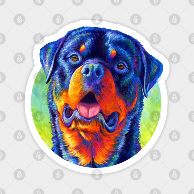 Colorful Rottweiler Dog Magnet by rebeccawangart