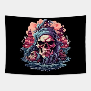 Pirate Ship Pirate Skull Tapestry