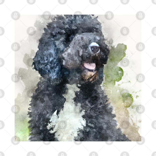 Portuguese Water Dog Watercolor Painting - Dog Lover Gifts by Edd Paint Something