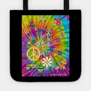 Retro Psychedelic Hippie Llama Original Design by Whitetop Arts Tote