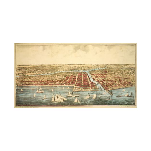 Antique map of the City of Chicago including LaSalle Street by MasterpieceCafe