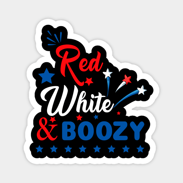 Red White And Boozy 4th Of July Magnet by ArchmalDesign