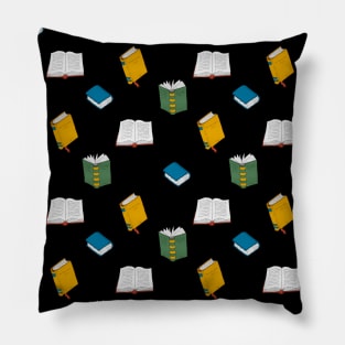 Books pattern - black Pillow