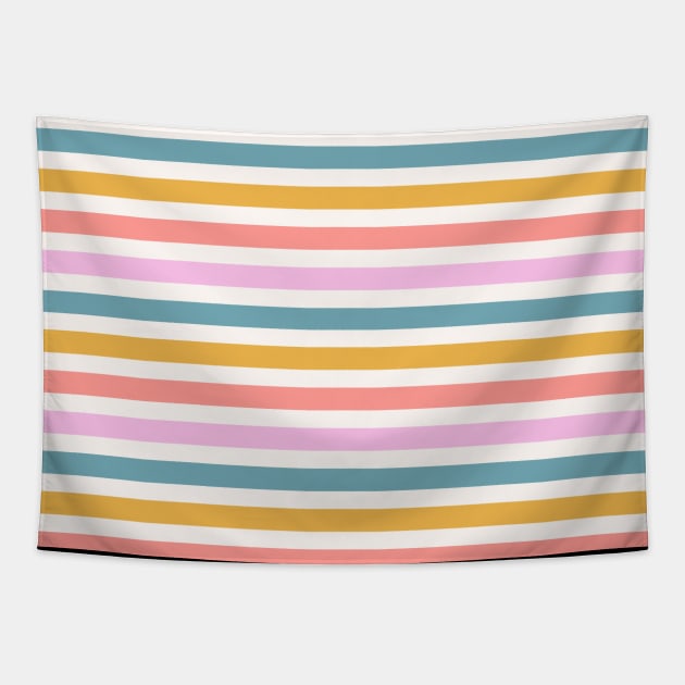 Cute Colorful Horizontal Striped Pattern Tapestry by Trippycollage