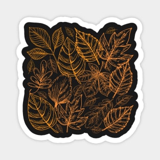 Orange Leafy Pattern Magnet