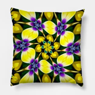 Yellow and Purple Daisy Pattern Pillow