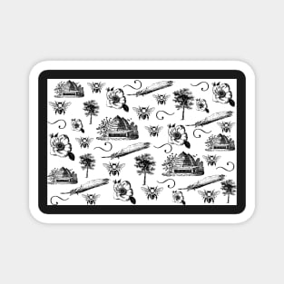 Vintage Summer- Black and White Pattern Magnet