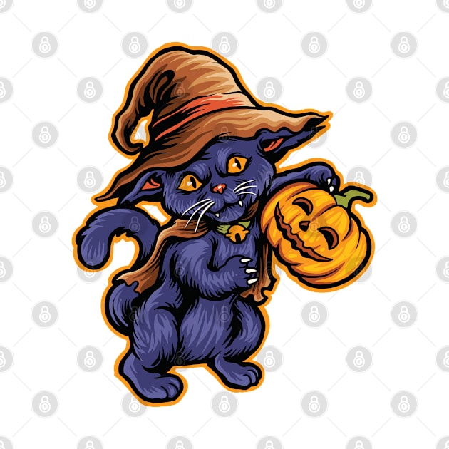 scary cat art happy halloween by Kingostore