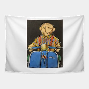 Retro Scooter, Classic Scooter, Scooterist, Scootering, Scooter Rider, Mod Art Tapestry