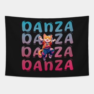 DANCE street cat illustration positive cute vibes. Tapestry