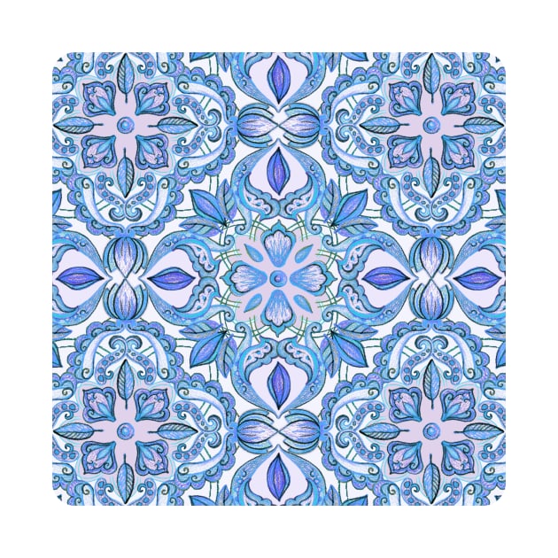 Cornflower Blue, Lilac & White Floral Pattern by micklyn