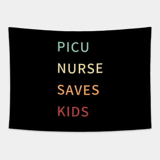 picu nurse! retro colours typographic design Tapestry