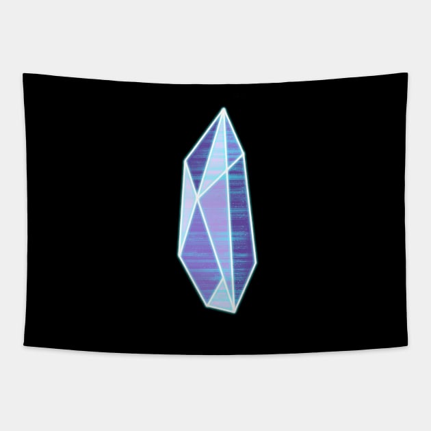 Neon Vaporwave Geometric Crystal Synthwave Style Wireframe Gem Tapestry by ichewsyou