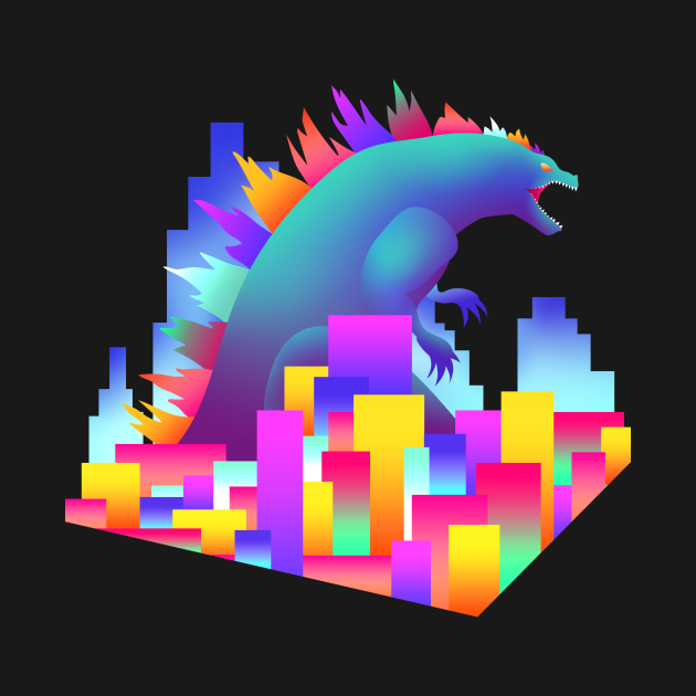 Neon City Godzilla - Godzilla - T-Shirt | TeePublic